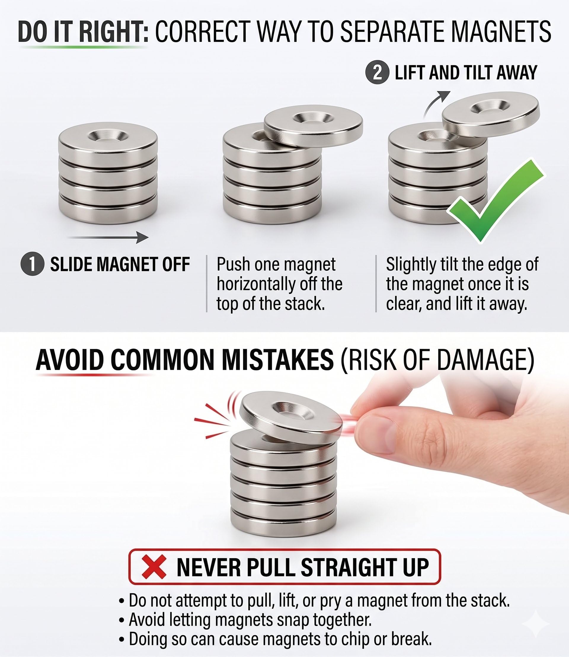 N50 Countersunk Disc Magnets 12x3mm (1/2 x 1/8 inch), 3mm Hole for